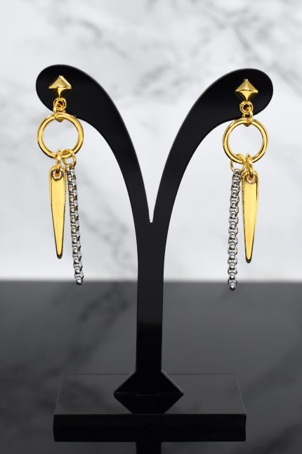 Σκουλαρίκια Σκουλαρίκια με κρεμαστό spike και αλυσίδα Eleven K Jewelry