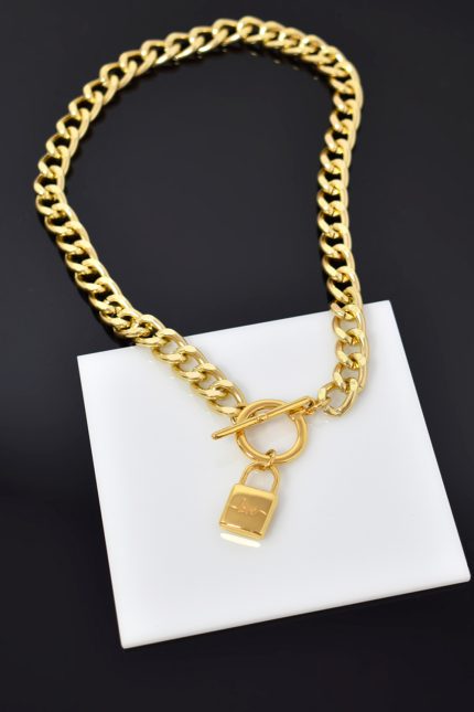Κολιέ Κολιέ με χρυσή αλυσίδα και λουκέτο Eleven K Jewelry