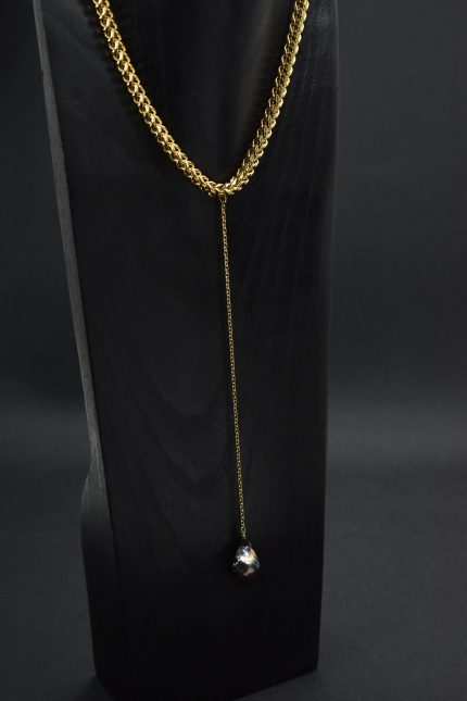 Κολιέ Κολιέ με κοντή αλυσίδα και κρεμαστό μαύρο μαργαριτάρι baroque Eleven K Jewelry