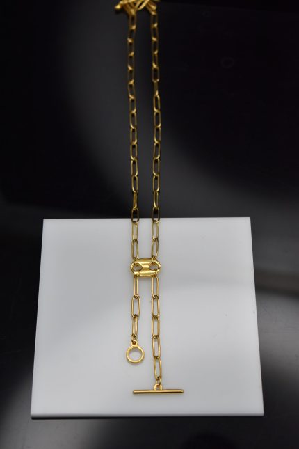 Κολιέ Κολιέ με χρυσή αλυσίδα και ασύμμετρο τελείωμα Eleven K Jewelry
