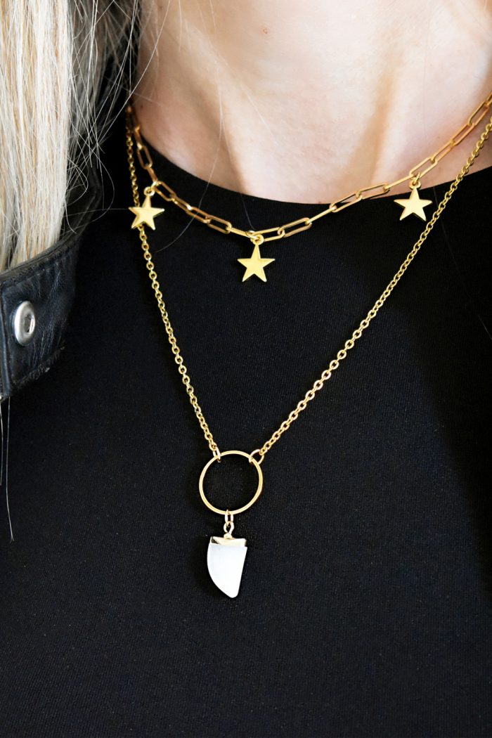 Κολιέ Κολιέ με αλυσίδα οβάλ και κρεμαστά αστέρια Eleven K Jewelry