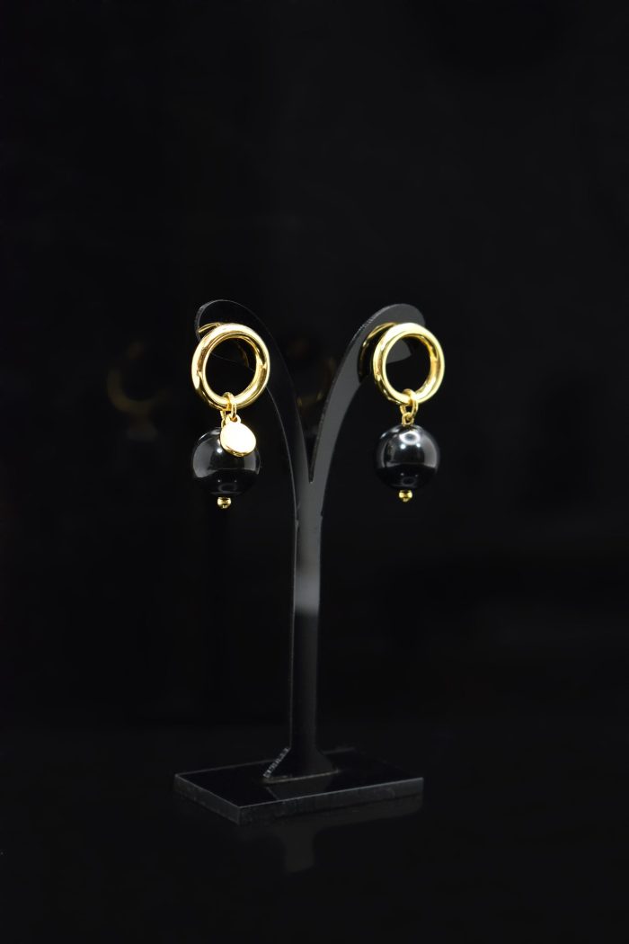 Σκουλαρίκια Σκουλαρίκια με μαύρη πέρλα Eleven K Jewelry