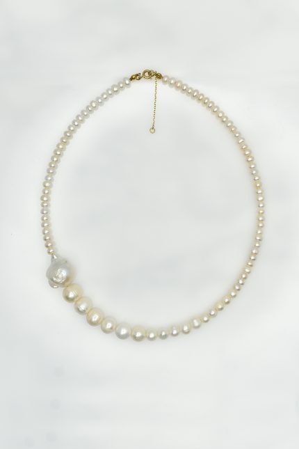 Necklaces Asymmetrical necklace with pearls Eleven K Jewelry