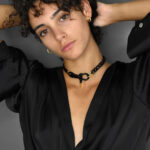 Eleven K Gift Sets Κολιέ με μαύρη πέτρα αχάτη και μαύρα ημιδιάφανα tubes Eleven K Jewelry