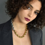 Κολιέ Κολιέ κοντό με φαρδιά ασημί αλυσίδα και γεωμετρικό στοιχείο Eleven K Jewelry