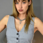 Necklaces Short Necklace with Thick Twisted Chain in Two-Tone Eleven K Jewelry