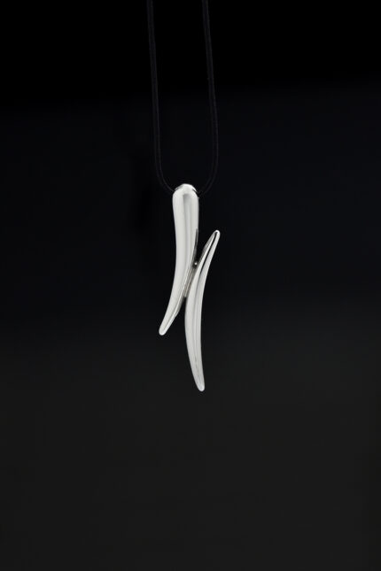 Necklaces Long Necklace with Asymmetrical Silver Opposing Bars Eleven K Jewelry