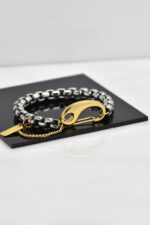 Βραχιόλια Βραχιόλι σε διχρωμία με χοντρή αλυσίδα και κούμπωμα carabiner Eleven K Jewelry