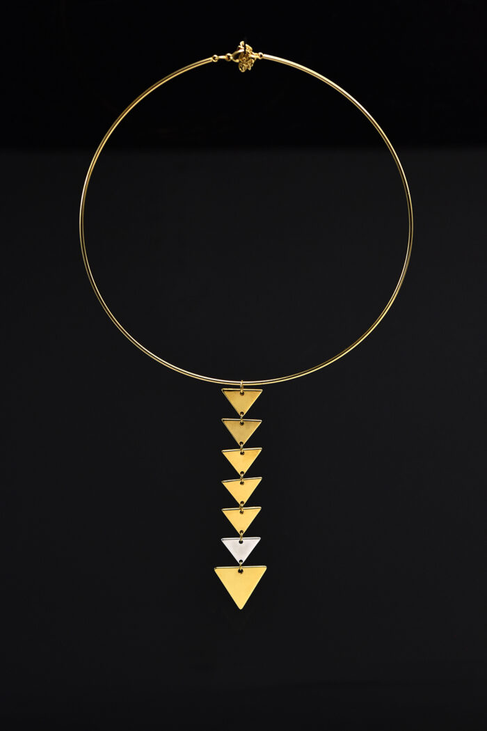 Κολιέ Γυναικείο Κολιέ λαιμαριά χρυσή με τρίγωνα γεωμετρικά στοιχεία Eleven K Jewelry