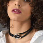 Necklaces Short Women’s Necklace with Square Chain and Silver-Plated V-Shaped Element Eleven K Jewelry