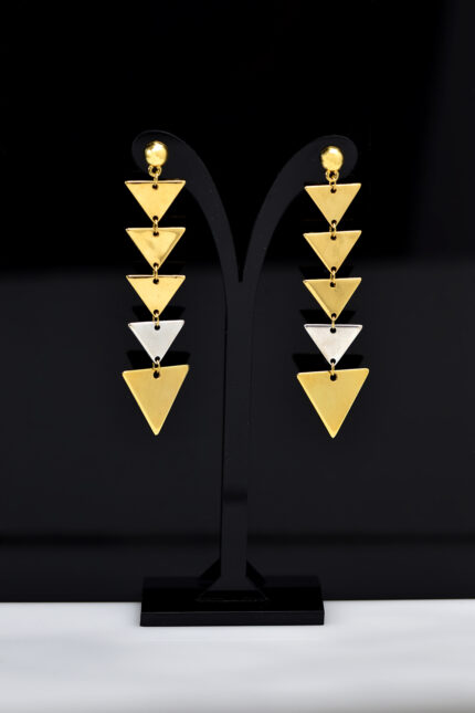 Σκουλαρίκια Γυναικεία Σκουλαρίκια κρεμαστά μακριά με τρίγωνα μοτίφ Eleven K Jewelry