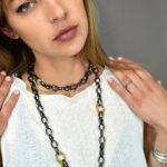 Earrings Two-Tone Dangle Earrings with Hoop and Spike Eleven K Jewelry