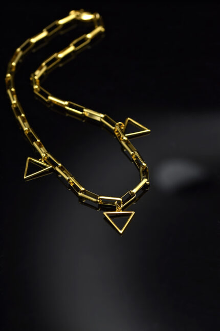 Eleven K Combos Short Necklace with Gold Chain and Dangling Triangle Elements Eleven K Jewelry