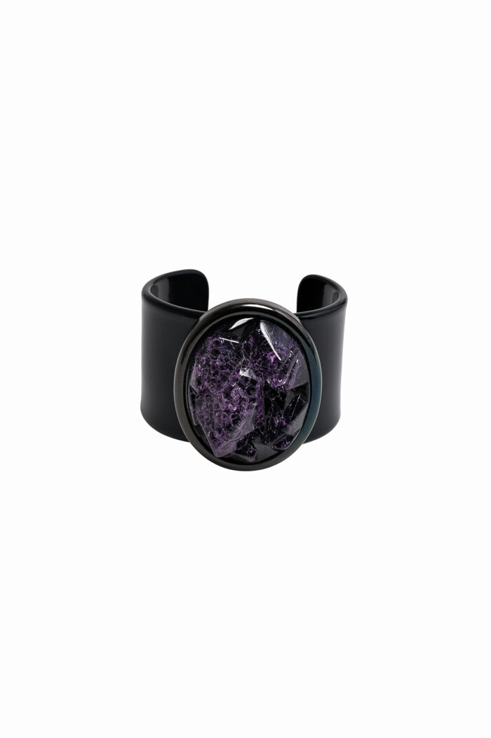 Eleven K Limited Edition -The Resin Collection AMETHYST -Βραχιόλι χειροπέδα cuff με μορφή ακατέργαστου κρυστάλλου Eleven K Jewelry