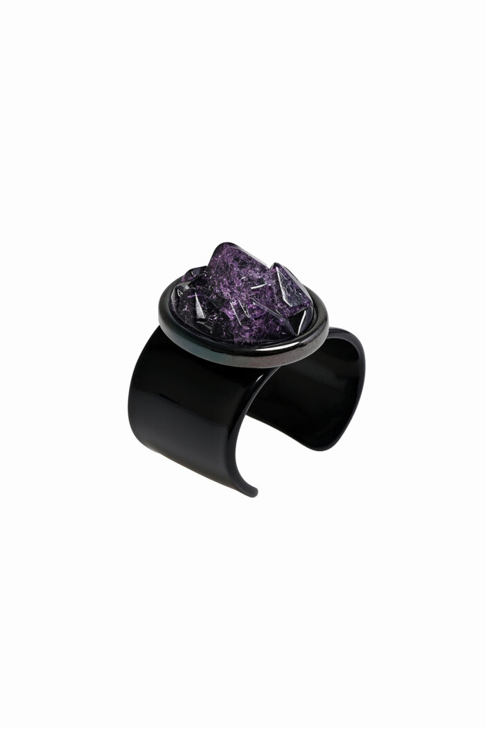 Eleven K Limited Edition -The Resin Collection AMETHYST -Βραχιόλι χειροπέδα cuff με μορφή ακατέργαστου κρυστάλλου Eleven K Jewelry