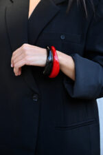 Eleven K Limited Edition -The Resin Collection ENIGMA SCARLET -Βραχιόλι bangle ασύμμετρο με λουστρέ επιφάνεια Eleven K Jewelry