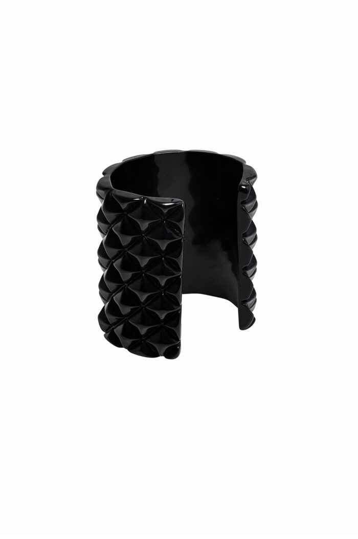 Eleven K Limited Edition -The Resin Collection GOTH GLAM -Βραχιόλι χειροπέδα statement cuff φαρδύ με ανάγλυφα τρουκ Eleven K Jewelry