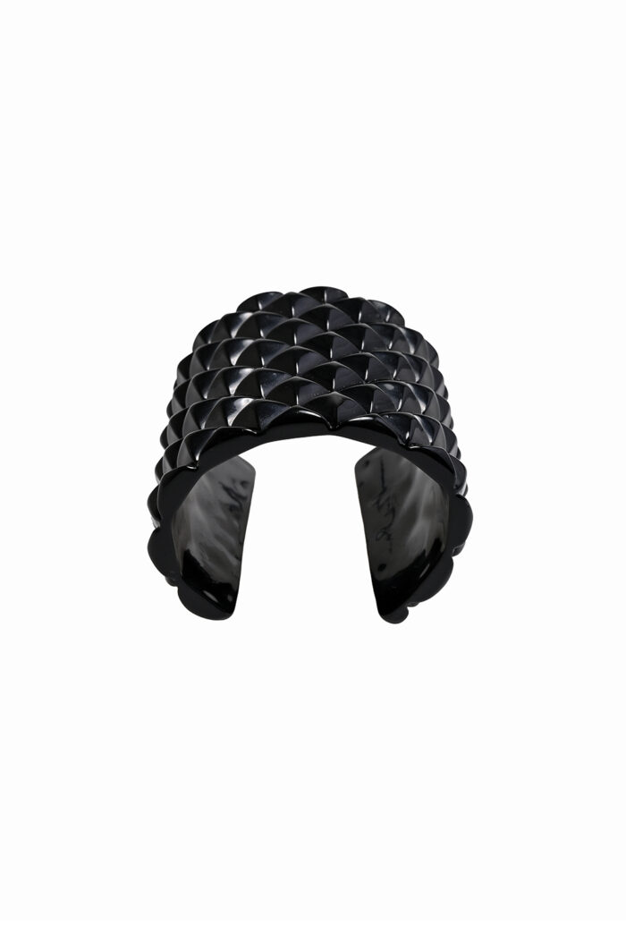 Eleven K Limited Edition -The Resin Collection GOTH GLAM -Βραχιόλι χειροπέδα statement cuff φαρδύ με ανάγλυφα τρουκ Eleven K Jewelry