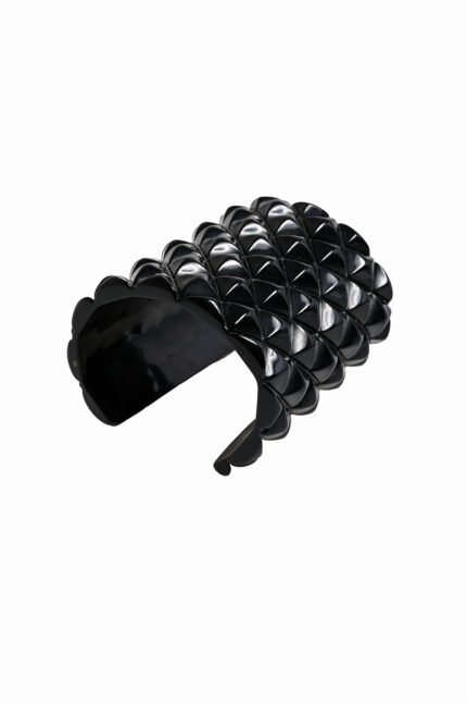 Eleven K Limited Edition -The Resin Collection GOTH GLAM -Βραχιόλι χειροπέδα statement cuff φαρδύ με ανάγλυφα τρουκ Eleven K Jewelry