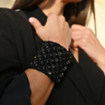 Eleven K Limited Edition -The Resin Collection GOTH GLAM -Βραχιόλι χειροπέδα statement cuff φαρδύ με ανάγλυφα τρουκ Eleven K Jewelry