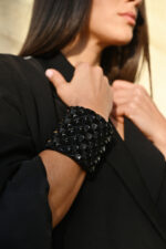 Eleven K Limited Edition -The Resin Collection GOTH GLAM -Βραχιόλι χειροπέδα statement cuff φαρδύ με ανάγλυφα τρουκ Eleven K Jewelry