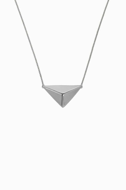 Eleven K Combos TETRA – Short Geometric Pyramid Necklace in Rhodium-Plated 925 Silver Eleven K Jewelry