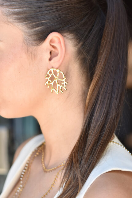 Eleven K -The Summer Edit Collection DOREA – Women’s gold-plated summer statement coral earrings Eleven K Jewelry