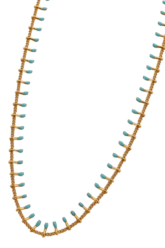 Eleven K -The Summer Edit Collection IRIS – Long Gold-Plated Chain Necklace with Colorful Enamel for Layering Eleven K Jewelry