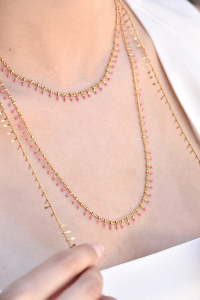 Eleven K -The Summer Edit Collection IRIS – Long Gold-Plated Chain Necklace with Colorful Enamel for Layering Eleven K Jewelry