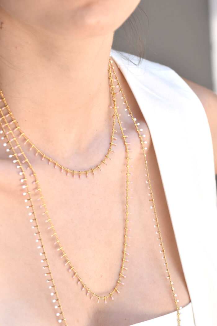 Eleven K -The Summer Edit Collection IRIS – Long Gold-Plated Chain Necklace with Colorful Enamel for Layering Eleven K Jewelry