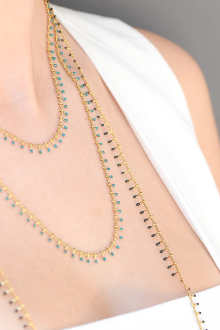 Eleven K -The Summer Edit Collection IRIS – Long Gold-Plated Chain Necklace with Colorful Enamel for Layering Eleven K Jewelry