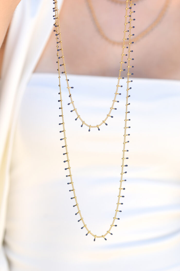 Eleven K -The Summer Edit Collection IRIS – Long Gold-Plated Chain Necklace with Colorful Enamel for Layering Eleven K Jewelry