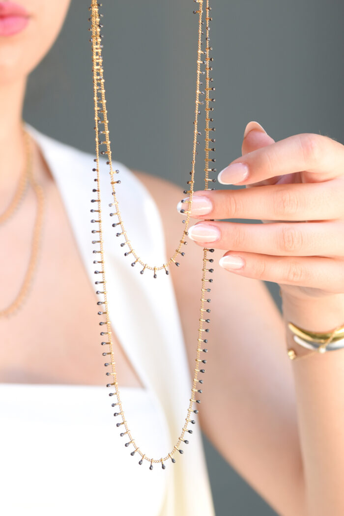 Eleven K -The Summer Edit Collection IRIS – Long Gold-Plated Chain Necklace with Colorful Enamel for Layering Eleven K Jewelry