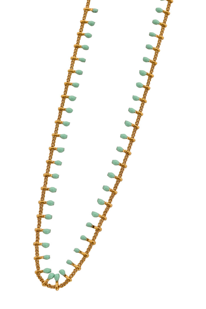 Eleven K -The Summer Edit Collection IRIS – Long Gold-Plated Chain Necklace with Colorful Enamel for Layering Eleven K Jewelry