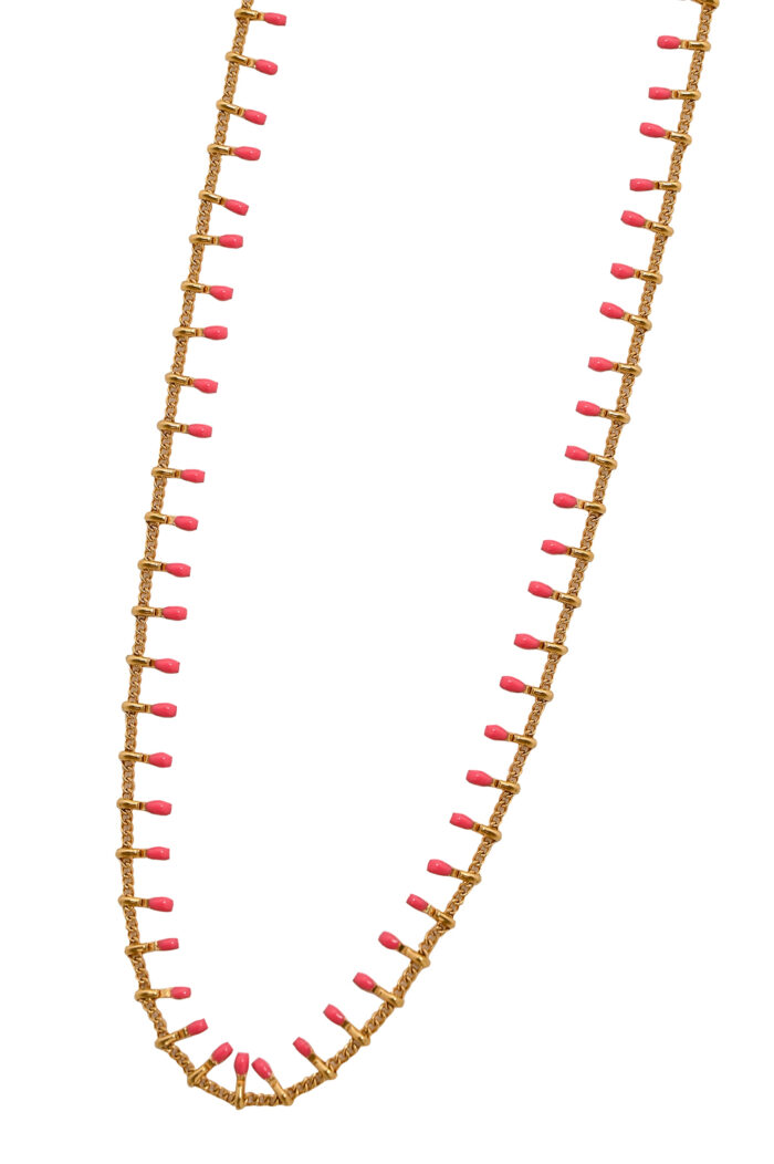 Eleven K -The Summer Edit Collection IRIS – Long Gold-Plated Chain Necklace with Colorful Enamel for Layering Eleven K Jewelry