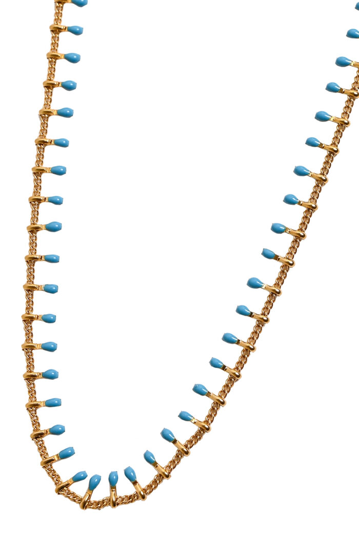 Eleven K -The Summer Edit Collection IRIS – Long Gold-Plated Chain Necklace with Colorful Enamel for Layering Eleven K Jewelry