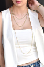 Eleven K -The Summer Edit Collection IRIS – Long Gold-Plated Chain Necklace with Colorful Enamel for Layering Eleven K Jewelry