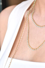 Eleven K -The Summer Edit Collection IRIS – Long Gold-Plated Chain Necklace with Colorful Enamel for Layering Eleven K Jewelry