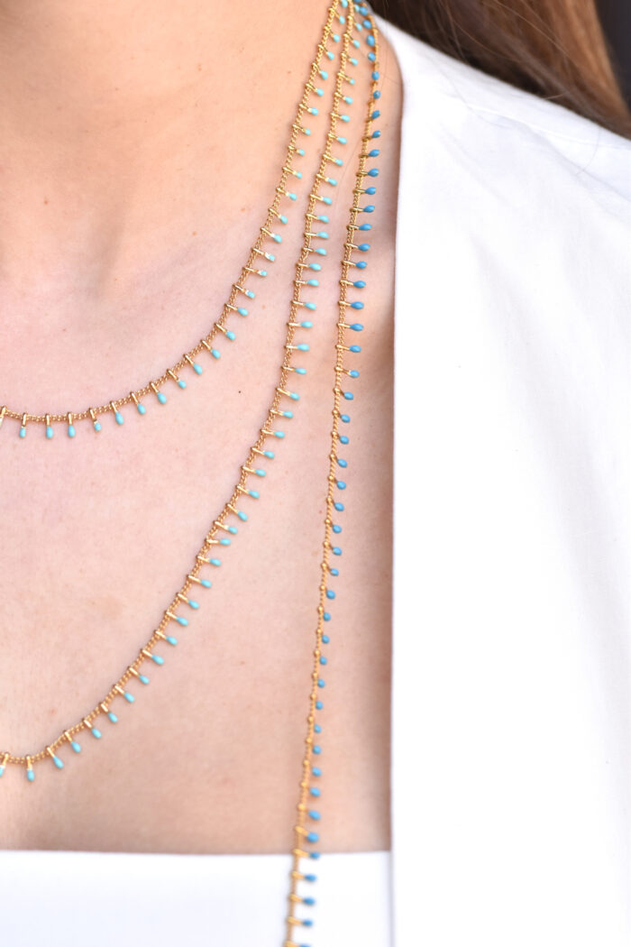 Eleven K -The Summer Edit Collection IRIS – Long Gold-Plated Chain Necklace with Colorful Enamel for Layering Eleven K Jewelry