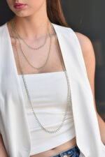 Eleven K -The Summer Edit Collection IRIS – Long Gold-Plated Chain Necklace with Colorful Enamel for Layering Eleven K Jewelry