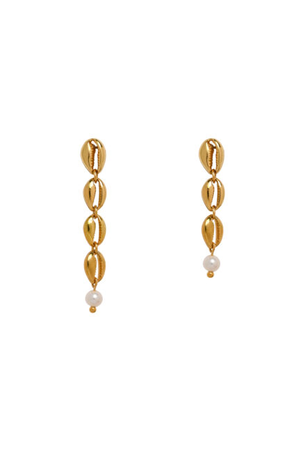 Eleven K -The Summer Edit Collection KAIA – Κρεμαστά Σκουλαρίκια Ασύμμετρα με Κοχύλια και Μαργαριτάρια Eleven K Jewelry