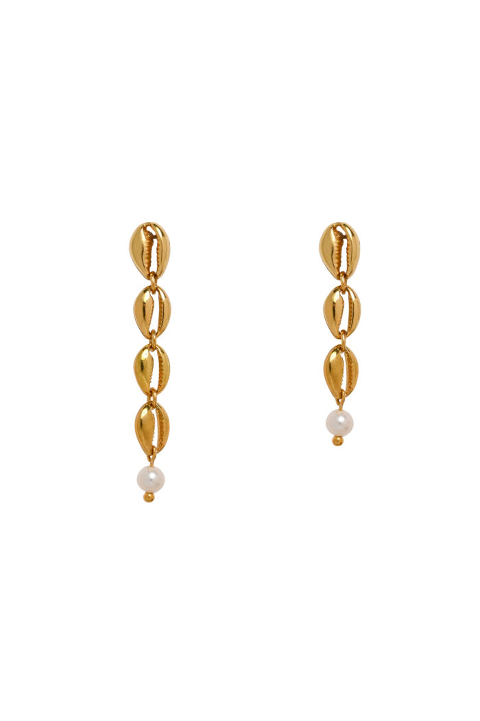 Eleven K -The Summer Edit Collection KAIA – Κρεμαστά Σκουλαρίκια Ασύμμετρα με Κοχύλια και Μαργαριτάρια Eleven K Jewelry
