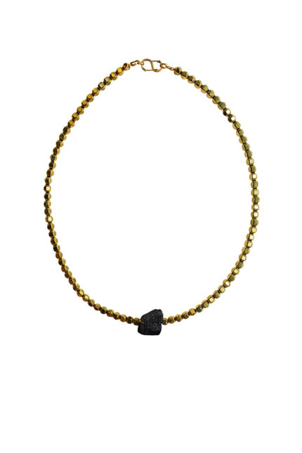 Κολιέ Τσόκερ με δέρμα και αλυσίδα Eleven K Jewelry