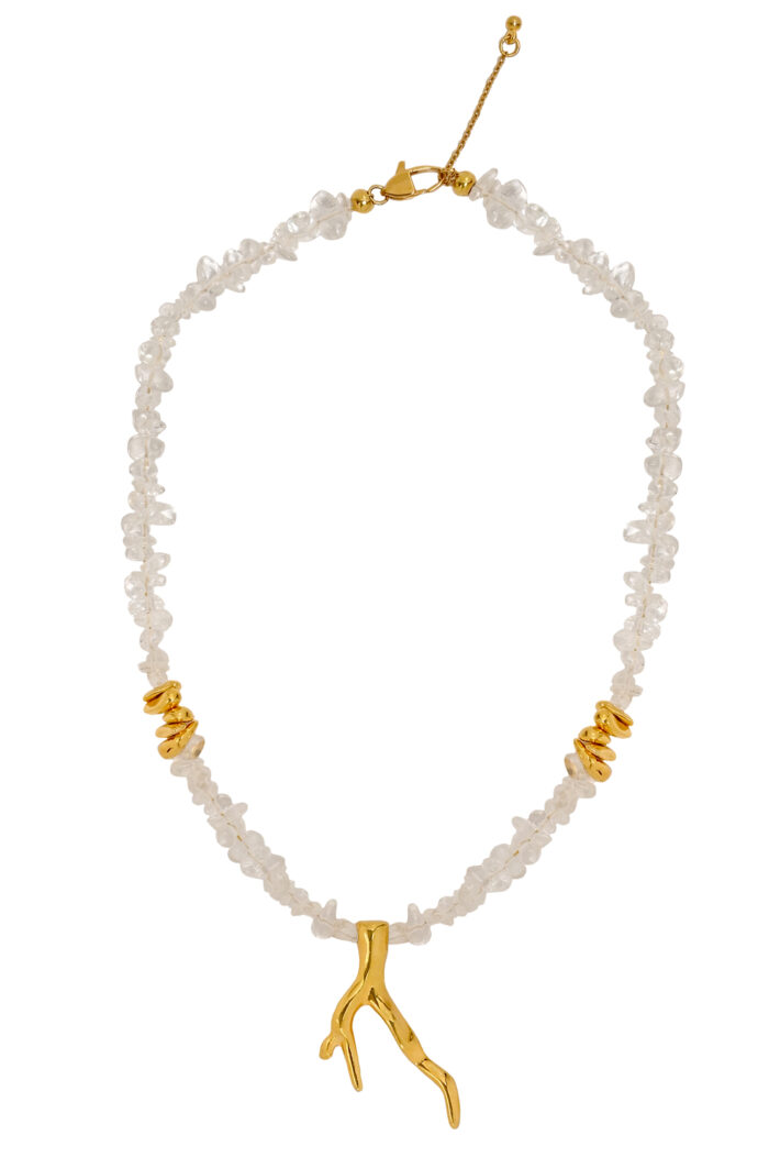 Eleven K -The Summer Edit Collection LIVIA – Κολιέ με διάφανες ημιπολύτιμες πέτρες κι επίχρυσο κοράλλι Eleven K Jewelry