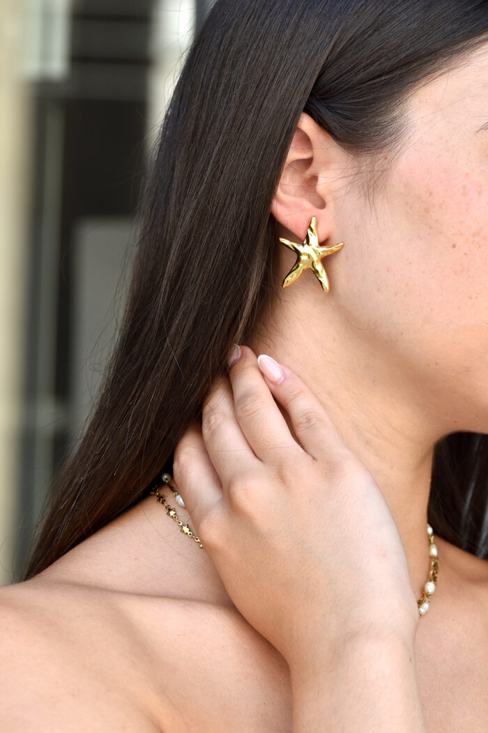 Earrings SELIA – Large Gold-Plated Starfish Earrings Eleven K Jewelry