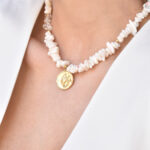 Eleven K -The Summer Edit Collection LIVIA – Necklace with Clear Gemstones and Gold-Plated Coral Eleven K Jewelry