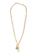 Eleven K -The Summer Edit Collection ZENYA – Gold Chain Necklace with Enamel Sea Charms & Natural Stone Eleven K Jewelry