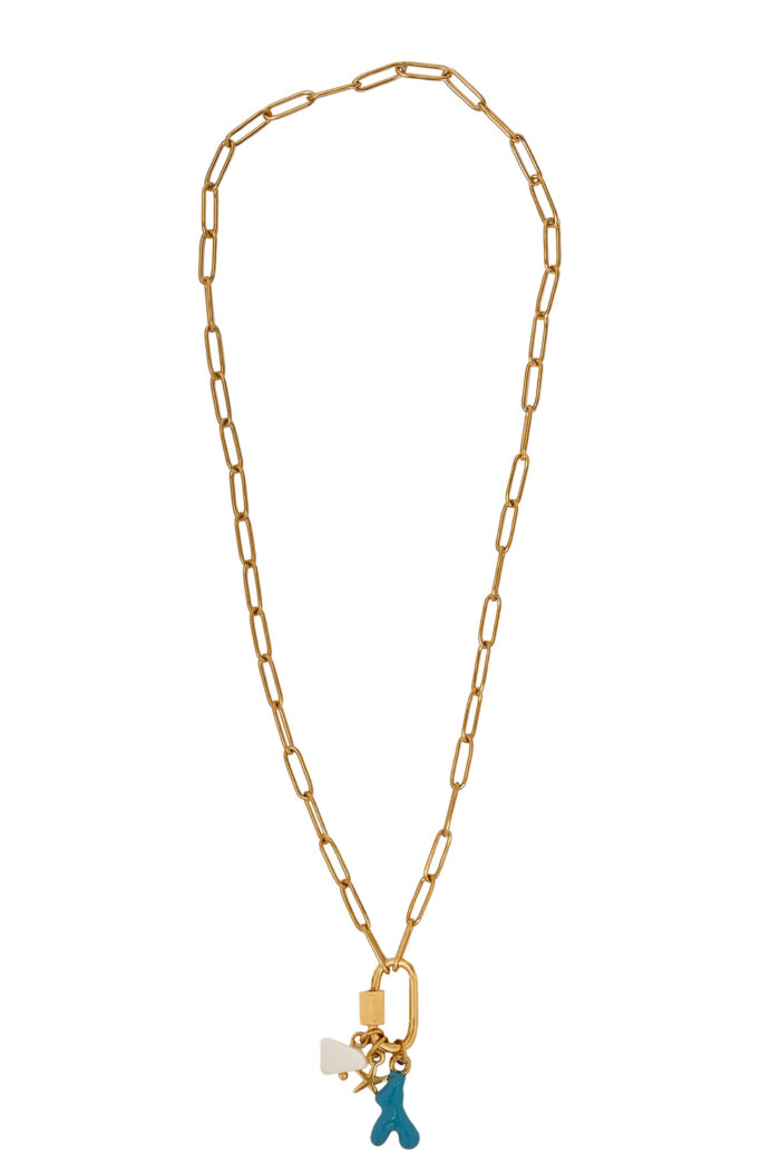Eleven K -The Summer Edit Collection ZENYA – Gold Chain Necklace with Enamel Sea Charms & Natural Stone Eleven K Jewelry