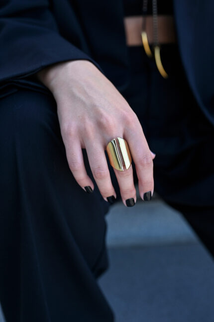 Rings Wide Gold-Plated Stainless Steel Ring Eleven K Jewelry