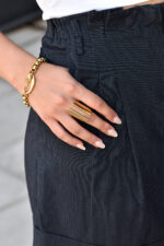 Rings Wide Gold-Plated Stainless Steel Ring Eleven K Jewelry